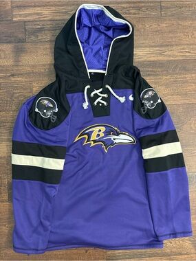 Baltimore Ravens Hoodie Pullover with Lace-Up Neck 52 Lewis XL